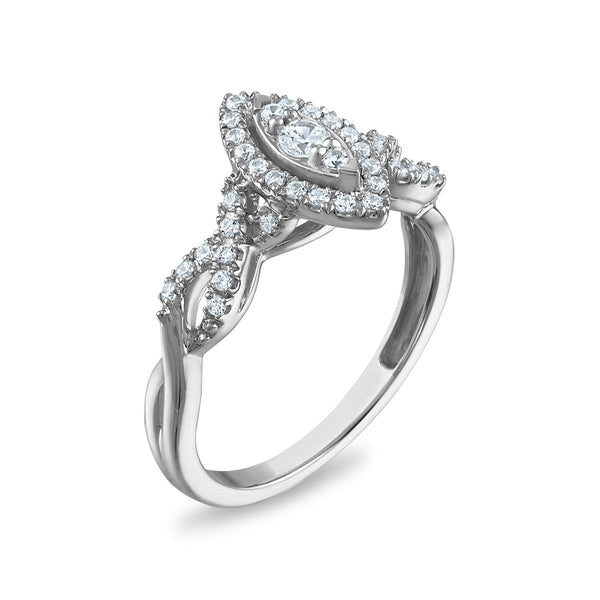 LoveSong EcoLove 3/8 CTW Lab Grown Diamond Promise Halo Marquise Shaped Ring in 10KT White Gold