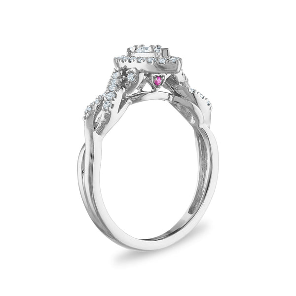 LoveSong EcoLove 3/8 CTW Lab Grown Diamond Promise Halo Marquise Shaped Ring in 10KT White Gold