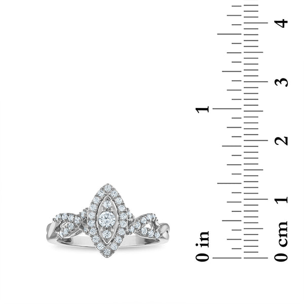 LoveSong EcoLove 3/8 CTW Lab Grown Diamond Promise Halo Marquise Shaped Ring in 10KT White Gold