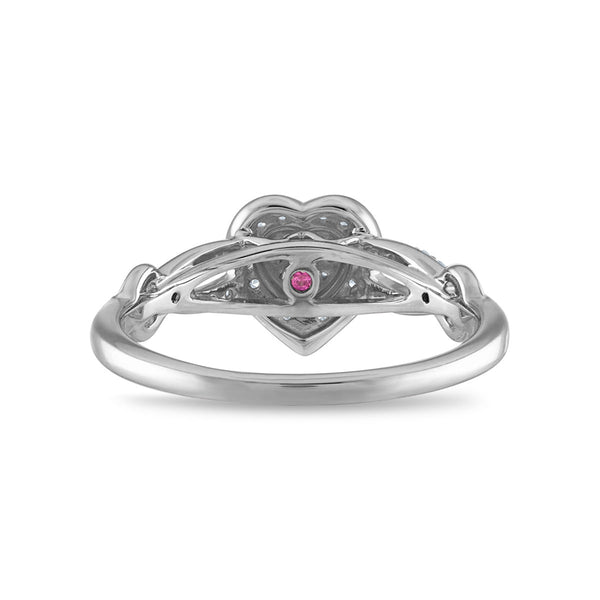 LoveSong EcoLove 1/6 CTW Lab Grown Diamond Halo Promise Ring in Rhodium Plated Sterling Silver