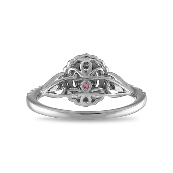 LoveSong EcoLove 1/6 CTW Lab Grown Diamond Halo Promise Ring in Rhodium Plated Sterling Silver