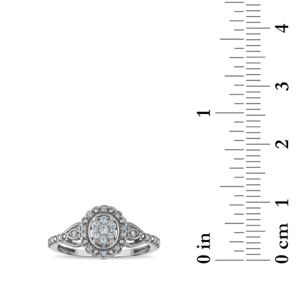 LoveSong EcoLove 1/6 CTW Lab Grown Diamond Halo Promise Ring in Rhodium Plated Sterling Silver