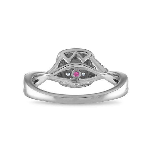 LoveSong EcoLove 3/8 CTW Lab Grown Diamond Halo Promise Ring in Rhodium Plated Sterling Silver