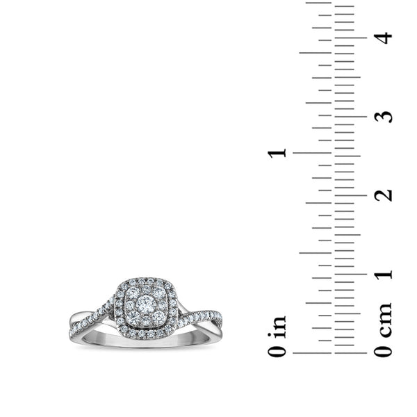 LoveSong EcoLove 3/8 CTW Lab Grown Diamond Halo Promise Ring in Rhodium Plated Sterling Silver