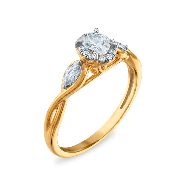 LoveSong EcoLove 1/2 CTW Lab Grown Diamond Halo Promise Ring in 10KT Yellow Gold