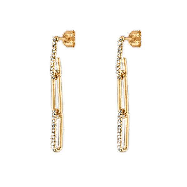 LoveSong 1/5 CTW Diamond Fashion Drop & Dangle Paper Clip Earrings in 10KT Yellow Gold