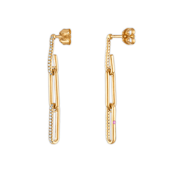 LoveSong 1/5 CTW Diamond Fashion Drop & Dangle Paper Clip Earrings in 10KT Yellow Gold