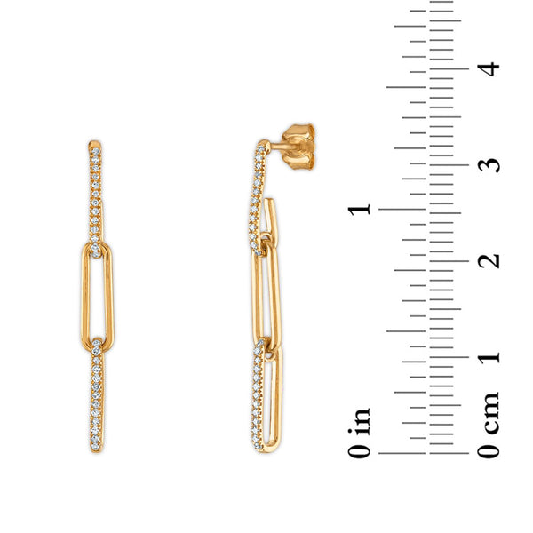 LoveSong 1/5 CTW Diamond Fashion Drop & Dangle Paper Clip Earrings in 10KT Yellow Gold