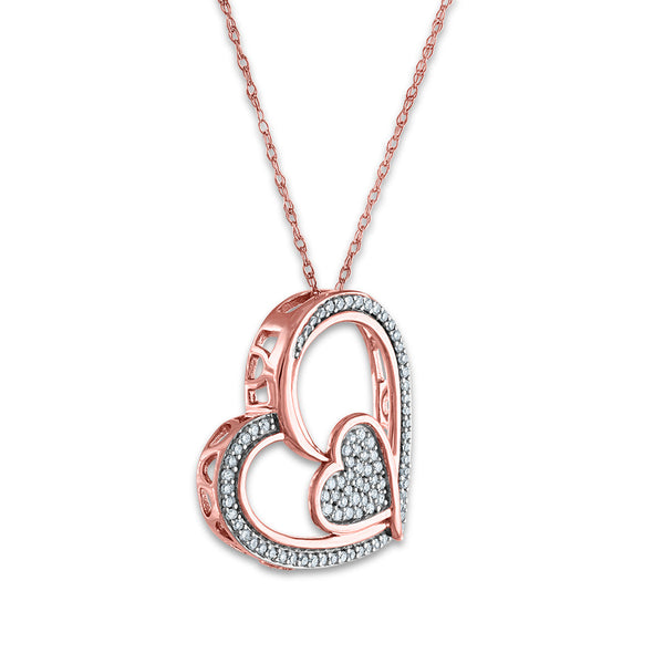 LoveSong 1/4 CTW Diamond Heart 18-inch Pendant in 10KT Rose Gold