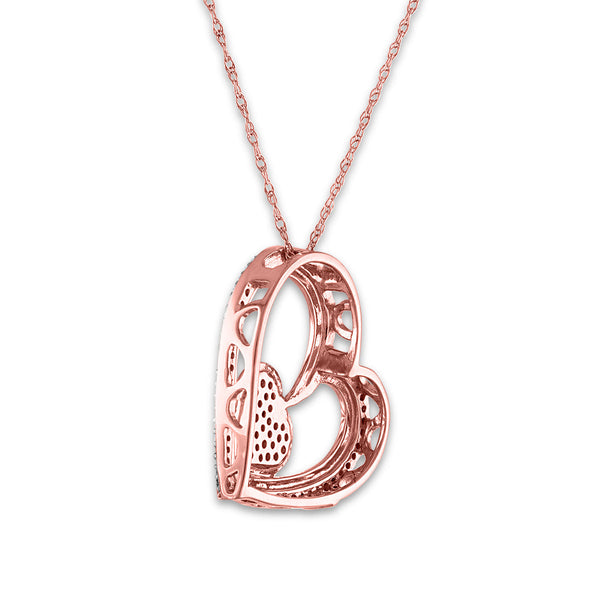 LoveSong 1/4 CTW Diamond Heart 18-inch Pendant in 10KT Rose Gold