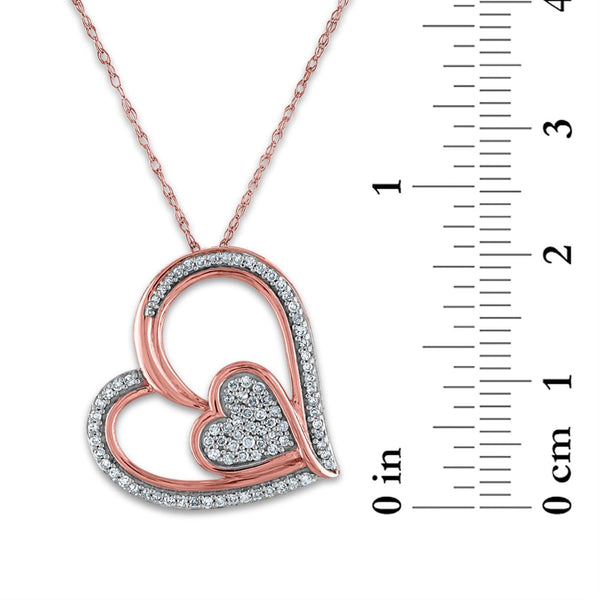 LoveSong 1/4 CTW Diamond Heart 18-inch Pendant in 10KT Rose Gold