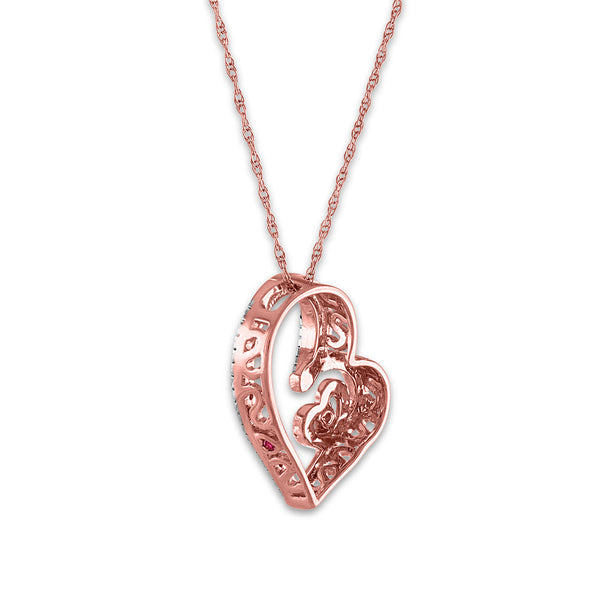 LoveSong 1/10 CTW Diamond Heart 18-inch Pendant in 10KT Rose Gold