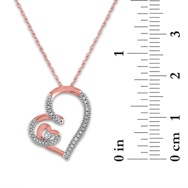 LoveSong 1/10 CTW Diamond Heart 18-inch Pendant in 10KT Rose Gold