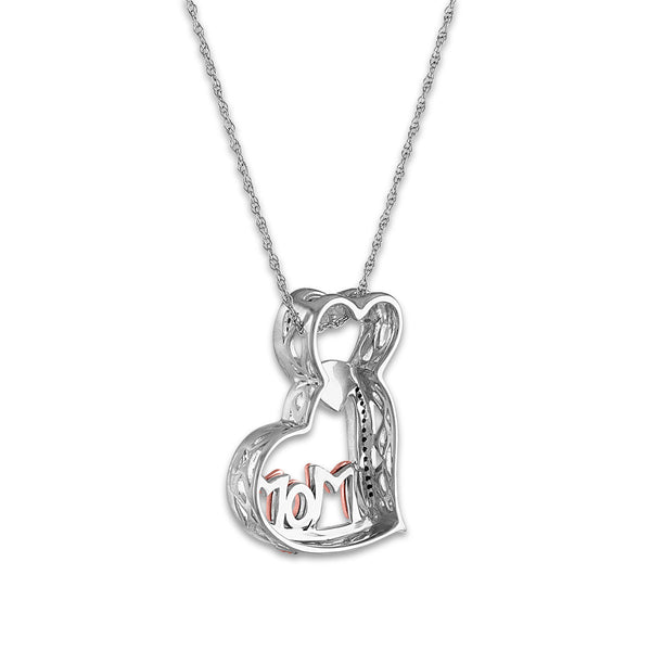 LoveSong 1/16 CTW Diamond Heart Mom 18-inch Pendant in Sterling Silver