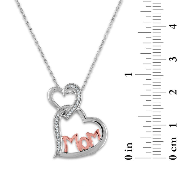 LoveSong 1/16 CTW Diamond Heart Mom 18-inch Pendant in Sterling Silver