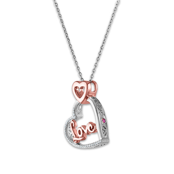 LoveSong 1/16 CTW Diamond Heart 18-inch Pendant in Rose Gold Plated Sterling Silver