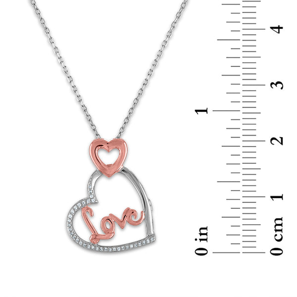 LoveSong 1/16 CTW Diamond Heart 18-inch Pendant in Rose Gold Plated Sterling Silver