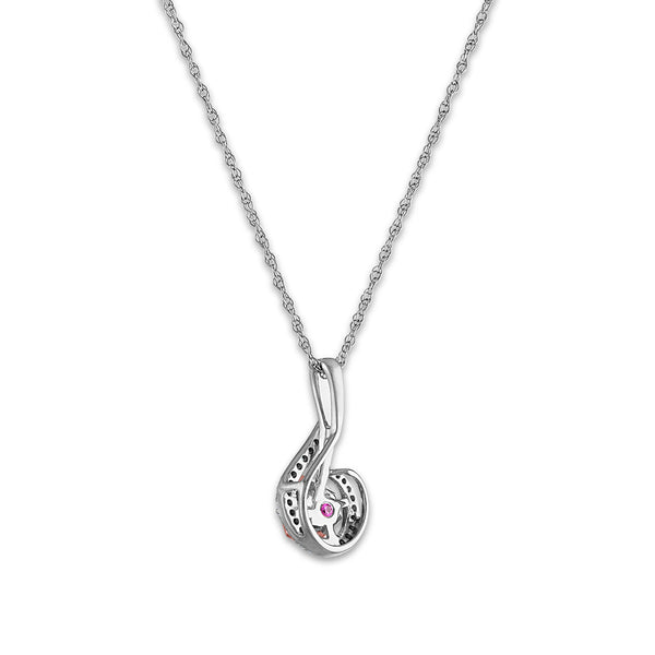 LoveSong 1/8 CTW Diamond Everlasting Rose 18-inch Pendant in 10KT White and Rose Gold