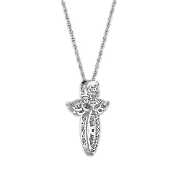 LoveSong 1/10 CTW Diamond Angel 18-inch Pendant in Sterling Silver