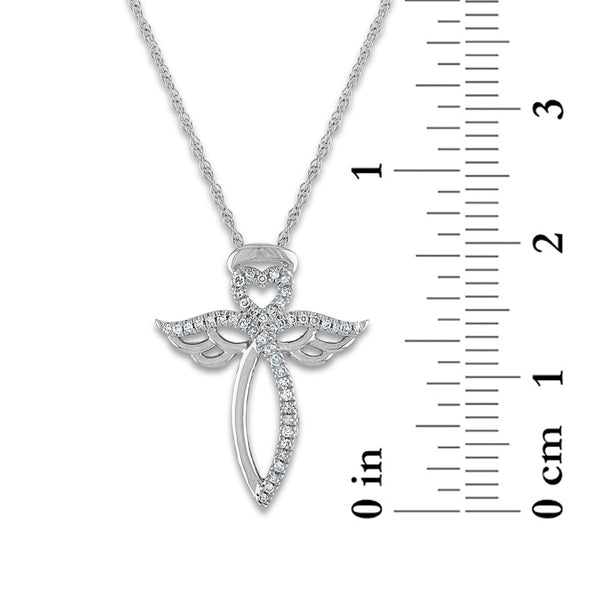 LoveSong 1/10 CTW Diamond Angel 18-inch Pendant in Sterling Silver