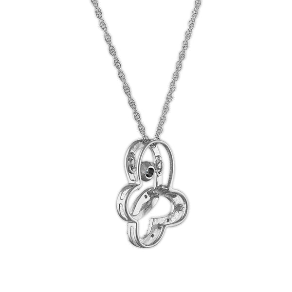 LoveSong 1/20 CTW Diamond Butterfly 18-inch Pendant in Rhodium Plated Sterling Silver