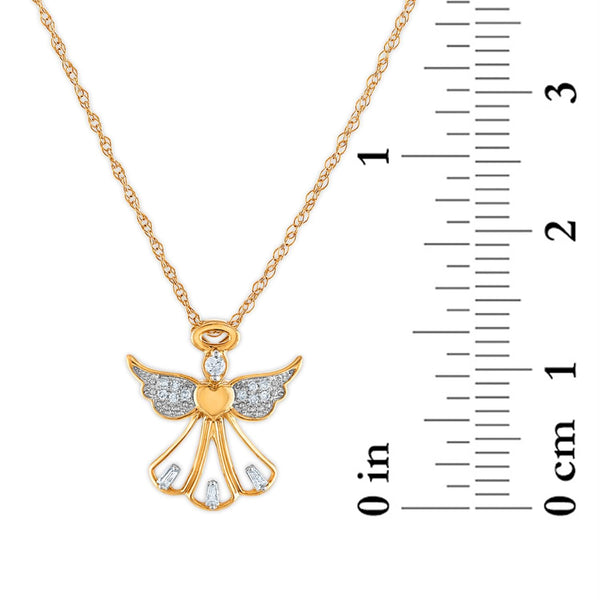 LoveSong 1/14 CTW Diamond Angel 18-inch Pendant in 10KT Yellow Gold