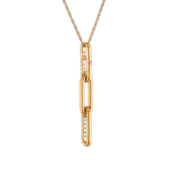 LoveSong 1/5 CTW Diamond Fashion Drop & Dangle Paper Clip 18-inch Pendant in 10KT Yellow Gold