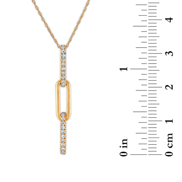 LoveSong 1/5 CTW Diamond Fashion Drop & Dangle Paper Clip 18-inch Pendant in 10KT Yellow Gold