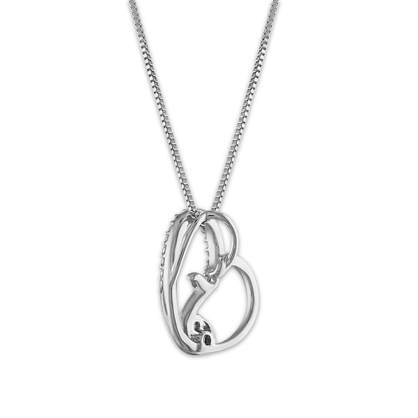 LoveSong 1/14 CTW Diamond Heart Fashion 18-inch Pendant in Rhodium Plated Sterling Silver