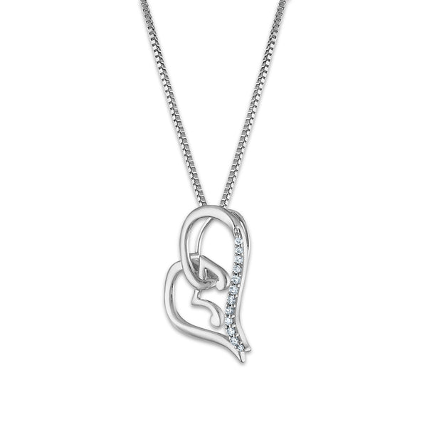 LoveSong Diamond Accent Heart 18-inch Pendant in Rhodium Plated Sterling Silver