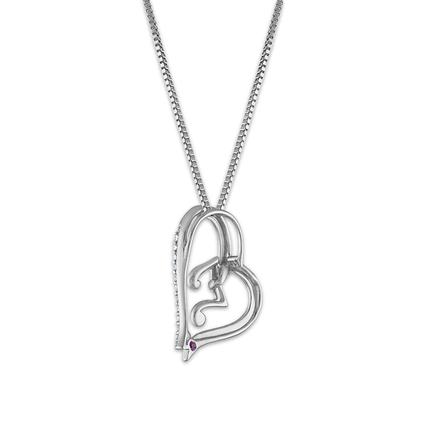 LoveSong Diamond Accent Heart 18-inch Pendant in Rhodium Plated Sterling Silver