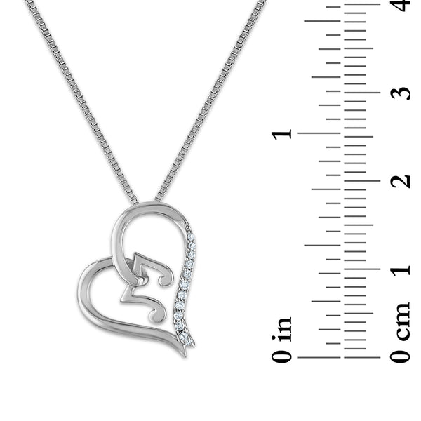 LoveSong Diamond Accent Heart 18-inch Pendant in Rhodium Plated Sterling Silver