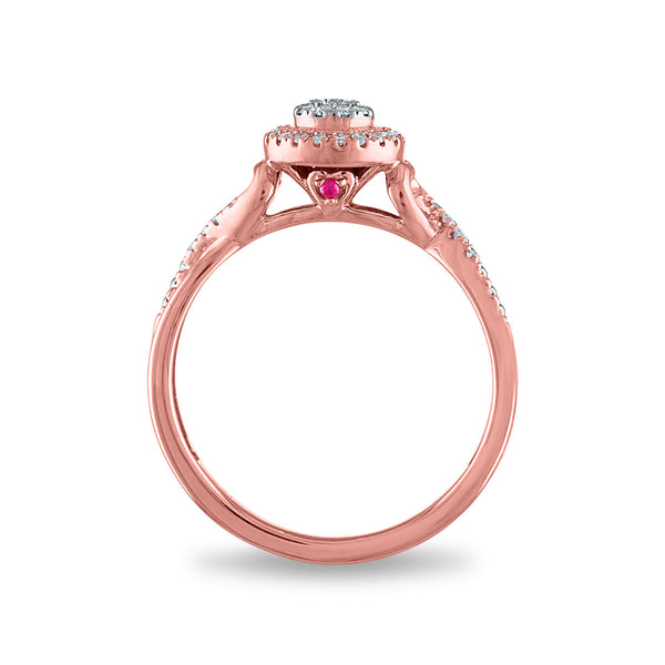 LoveSong 1/4 CTW Diamond Infinity Halo Bridal Set Ring in 10KT Rose Gold