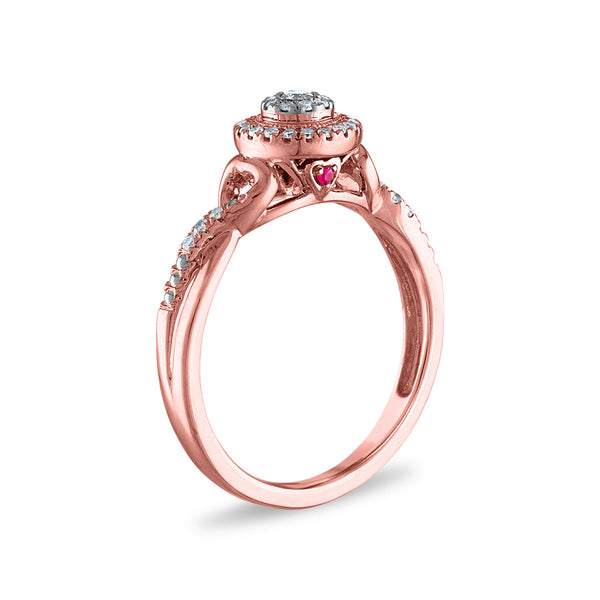 LoveSong 1/4 CTW Diamond Infinity Halo Bridal Set Ring in 10KT Rose Gold