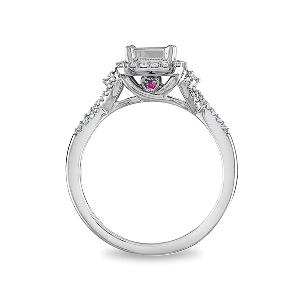 LoveSong 1/2 CTW Diamond Halo Bridal Set Ring in 10KT White Gold