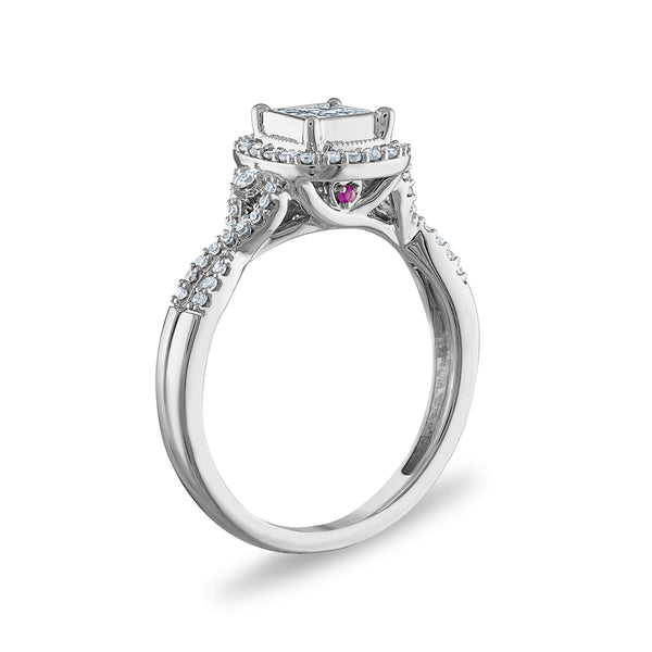 LoveSong 1/2 CTW Diamond Halo Bridal Set Ring in 10KT White Gold