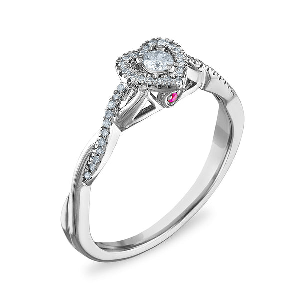 LoveSong 1/6 CTW Diamond Heart Promise Ring in Sterling Silver