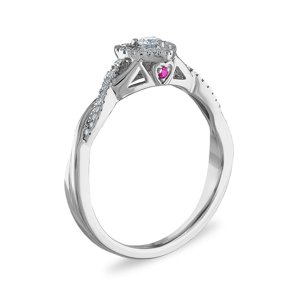 LoveSong 1/6 CTW Diamond Heart Promise Ring in Sterling Silver