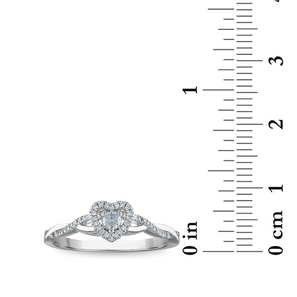 LoveSong 1/6 CTW Diamond Heart Promise Ring in Sterling Silver