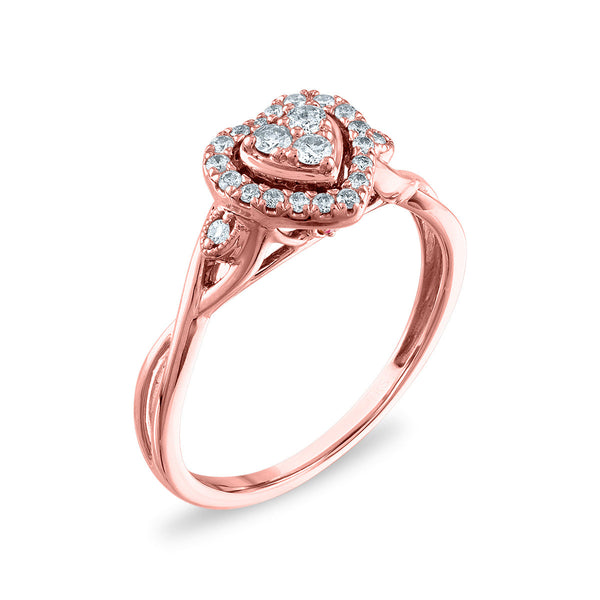 LoveSong 1/5 CTW Diamond Heart Promise Ring in 10KT Rose Gold