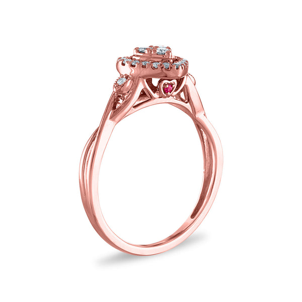 LoveSong 1/5 CTW Diamond Heart Promise Ring in 10KT Rose Gold