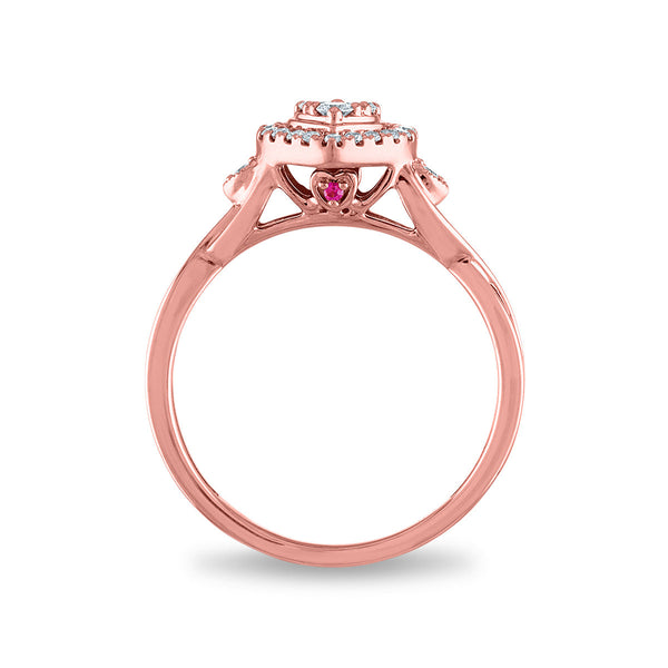 LoveSong 1/5 CTW Diamond Heart Promise Ring in 10KT Rose Gold