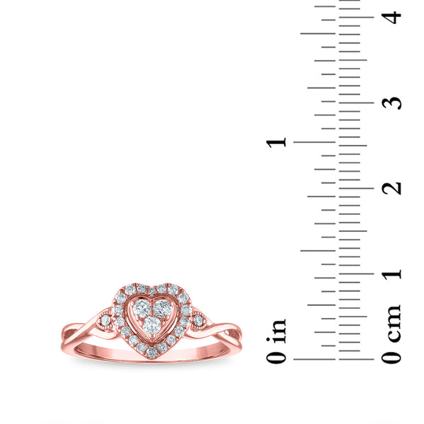 LoveSong 1/5 CTW Diamond Heart Promise Ring in 10KT Rose Gold