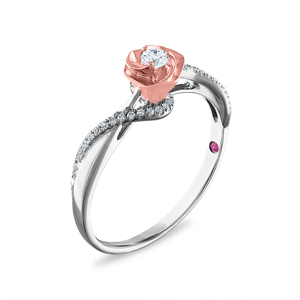 LoveSong 1/5 CTW Diamond Everlasting Rose Ring in 10KT White and Rose Gold