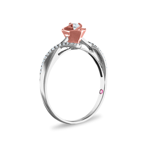 LoveSong 1/5 CTW Diamond Everlasting Rose Ring in 10KT White and Rose Gold