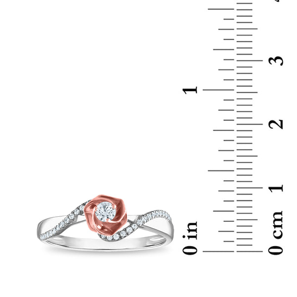 LoveSong 1/5 CTW Diamond Everlasting Rose Ring in 10KT White and Rose Gold