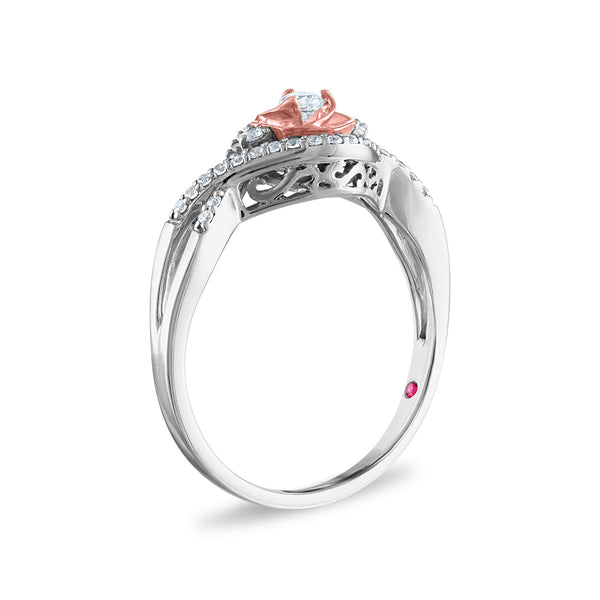 LoveSong 1/4 CTW Diamond Everlasting Rose Ring in 10KT White and Rose Gold