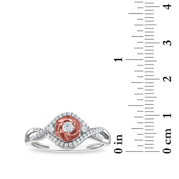 LoveSong 1/4 CTW Diamond Everlasting Rose Ring in 10KT White and Rose Gold