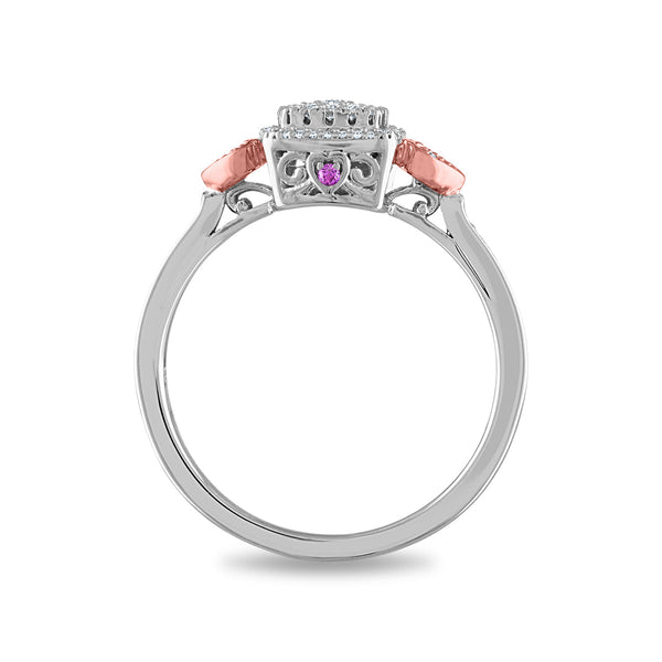 LoveSong 1/5 CTW Diamond Halo Promise Ring in Sterling Silver