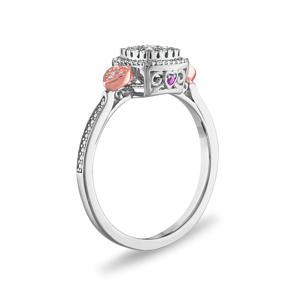 LoveSong 1/5 CTW Diamond Halo Promise Ring in Sterling Silver